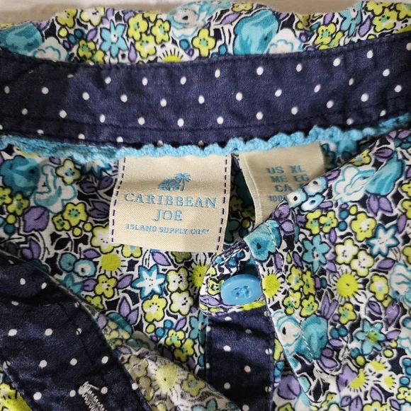 Caribean Joe Floral Button-Up Shirt Size XL - Picture 2 of 8